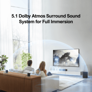 ULTIMEA 5.1ch Sound Bar Dolby Atmos, Surround Sound System for TV, App Control, Home Theater Sound System, TV Soundbar with Subwoofer, 2 Surround Speakers, HDMI eARC/Opt/AUX/BT,...