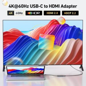 uni USB-C to HDMI Adapter 4K@60Hz, Thunderbolt 3/4 to HDMI Adapter, Type C HDMI Converter, Compatible with MacBook Pro/Air 2022, iPad Pro/Air, Surface Laptop, Dell XPS,...