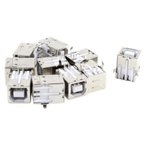 Unique Bargains 10 Pcs USB Female Type-B Jack 4-Pin Right Angle PCB DIP Socket Connector