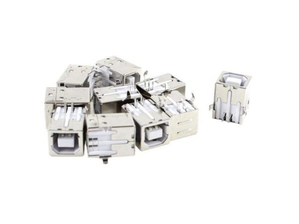 Unique Bargains 10 Pcs USB Female Type-B Jack 4-Pin Right Angle PCB DIP Socket Connector