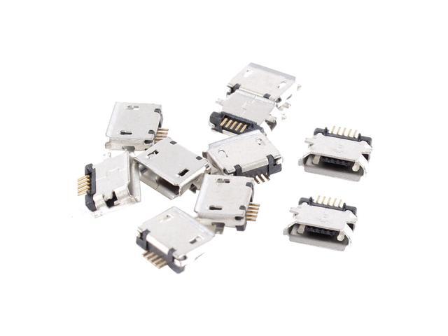 Unique Bargains 10pcs Micro USB B Female Port 180 Degree 5P SMD SMT Socket Jack Solder Connector