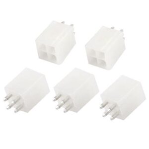 Unique Bargains 5 Pcs Beige 4 Pin Straight Plug Jack ATX PCB Power Connector Adapter