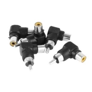 Unique Bargains 5 Pcs Male Plug to Female Jack RCA Right Angle Connector Audio Video M/F Adapter