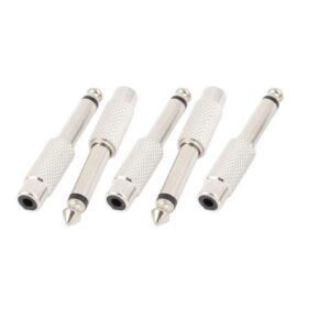 Unique Bargains 5Pcs RCA Female Jack to 6.3mm Mono Male Plug F/M Audio Adapters Silver Tone