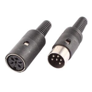 Unique Bargains Pair Black Plastic Cover DIN 6 Pin Male + Female Straight Audio Adapter