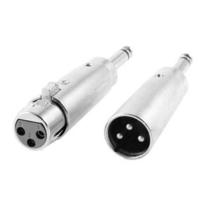 Unique Bargains Pair Metal Female + Male XLR 3-Pin to 6.35mm Mono Jack Plug Adapter Connector