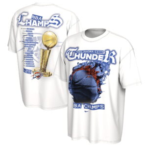 Unisex Nike White Oklahoma City Thunder 2025 NBA Finals Champions Celebration Parade Roster T-Shirt