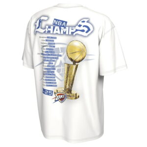 Unisex Nike White Oklahoma City Thunder 2025 NBA Finals Champions Celebration Parade Roster T-Shirt