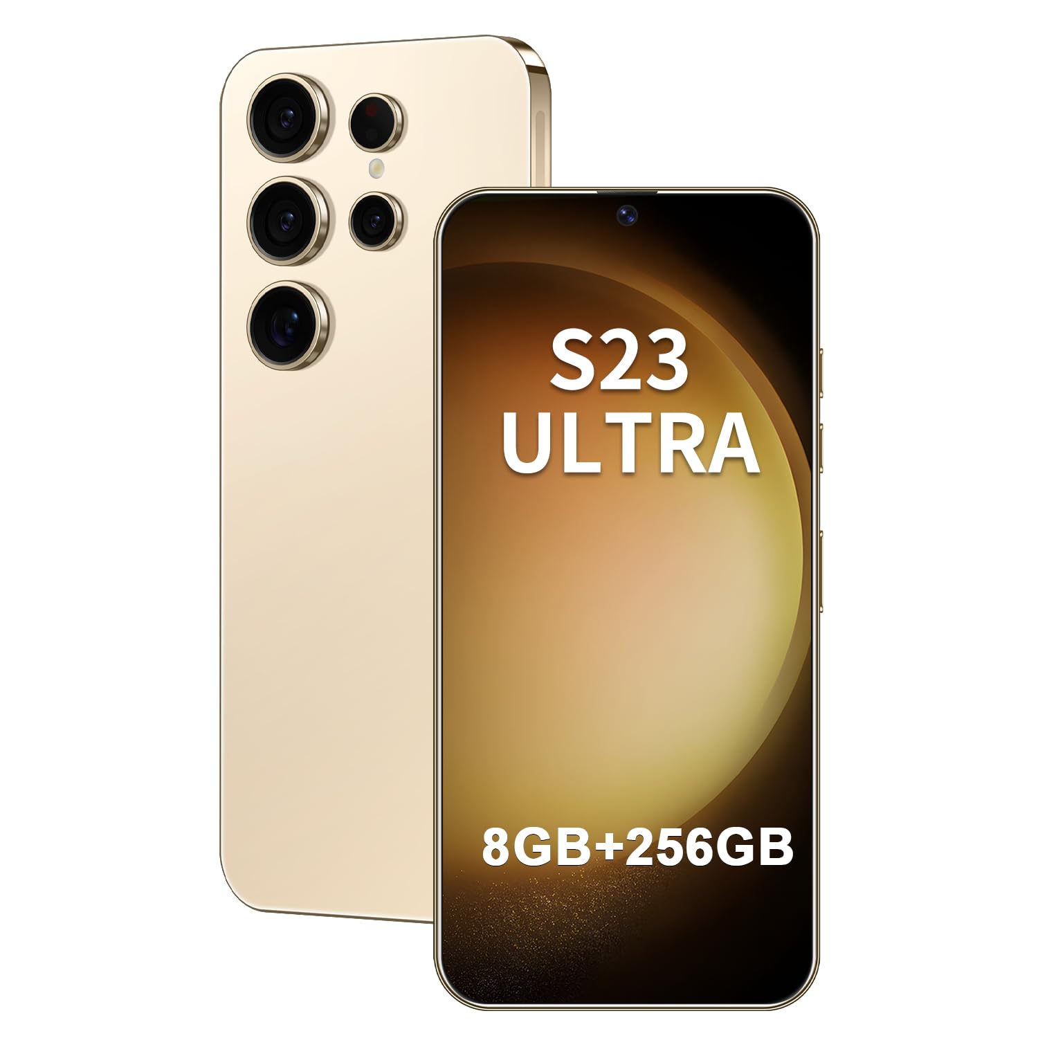 Unlocked Phone S23 Ultra Android Phone 8-core 8GB+256GB Cell Phone 7 inch HD Screen Mobile Phone 108MP+48MP Camera 6800 mAh Battery 5G Dual SIM (Titanium Yellow)