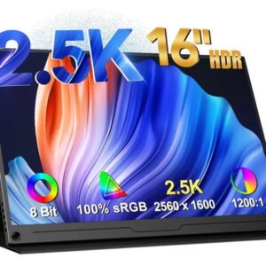 UPERFECT Portable Monitor 16" 2K 2560x1600 Gaming Monitor 100%sRGB USB C HDMI for PS Xbox