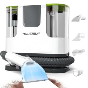 Upholstery Carpet Cleaner, MUJERBAY® 12Kpa Portable Spot and Stain Cleaner, Easy Move with Universal Wheels & Handle, 1.18-inch Deep Cleaning Machine for Couch, Stairs, Car and...