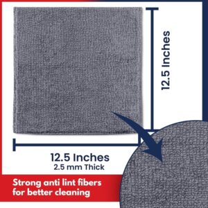 USANOOKS Microfiber Cleaning Cloth Grey - 12 Pcs (12.5"x12.5") - High Performance - 1200 Washes, Ultra Absorbent Microfiber Towel Weave Grime & Liquid for Streak-Free Mirror...