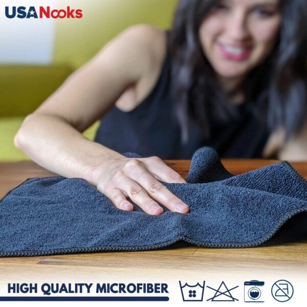 USANOOKS Microfiber Cleaning Cloth Grey - 12 Pcs (12.5"x12.5") - High Performance - 1200 Washes, Ultra Absorbent Microfiber Towel Weave Grime & Liquid for Streak-Free Mirror...