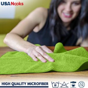 USANOOKS Microfiber Cleaning Cloth Grey - 12 Pcs (12.5"x12.5") - High Performance - 1200 Washes, Ultra Absorbent Microfiber Towel Weave Grime & Liquid for Streak-Free Mirror...