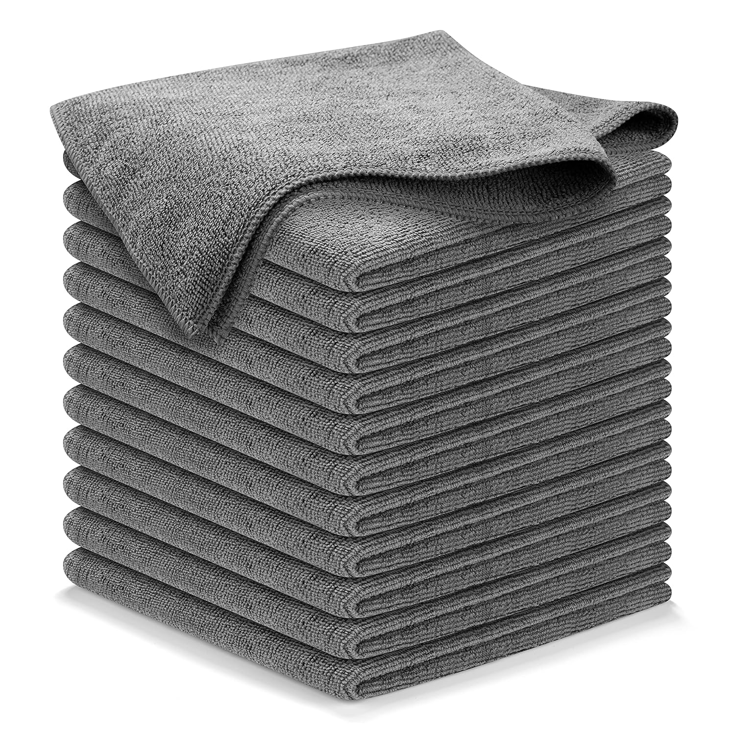 USANOOKS Microfiber Cleaning Cloth Grey - 12 Pcs (12.5"x12.5") - High Performance - 1200 Washes, Ultra Absorbent Microfiber Towel Weave Grime & Liquid for Streak-Free Mirror...