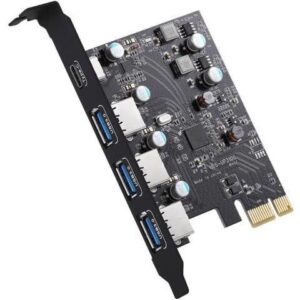 USB 3.0+ USB C Port PCI-E Expansion Card PCI Express 1X PCIe USB 3.0 HUB Adapter Card 4-Port USB3.0 5Gbps Controller for 2U Case (Standard Type B)