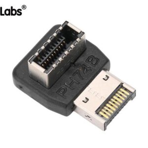 USB 3.2 Internal Header Adapter, Motherboard Type-E 90 Degree Angled Male to Female Connector for USB-C 10G 20G Port Front Panel Rear Bracket