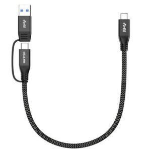 USB 3.2 Type C to USB C Cable 20Gbps 100W 1ft, 2-in-1 USB-A/C to USB-C Fast Charger Charging Cable Cord and Data Sync for Apple MacBook Pro/Air