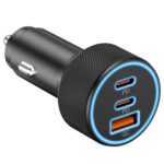 USB C Car Charger, 3-Port 67W Dual USB-C & USB-A Car Charger PD/QC Fast Charging Adapter Cigarette Lighter for iPhone 15/16/14/13/12, Samsung GalaxyS25/S24/S23/S22/Ultra, Pixel...
