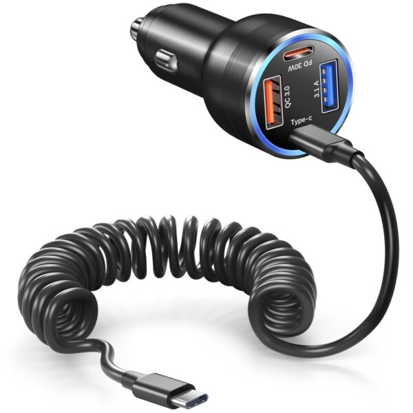 USB C Car Charger, 65W 4-Fast Port Dual 12V USB-C & USB-A Car Phone Charger PD&QC3.0 Super Fast Car Cigarette Lighter Adapter for iPhone 16 15 Pro Max Plus iPad, Samsung S24/S23... USB C Car Charger, 65W 4-Fast Port Dual 12V USB-C & USB-A Car Phone Charger PD&QC3.0 Super Fast Car Cigarette Lighter Adapter for iPhone 16 15 Pro Max Plus iPad, Samsung S24/S23...