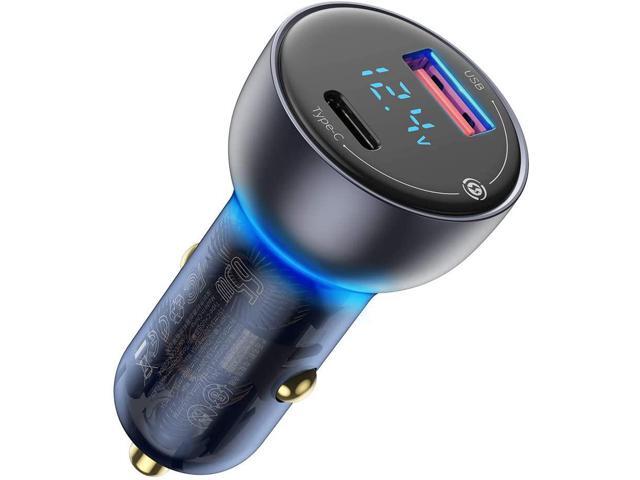 USB C Car Charger Adapter, Baseus 65W PPS QC PD 3.0 Super Fast & Metal Car Laptop Charger with LED Display Compatible with MacBook, Samsung, iPhone