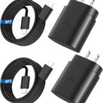 USB C Charger Block, 2 Pack 25W Type C Charger Super Fast Charging Wall Charger with 6FT USB C Cable Compatible with Samsung Galaxy S24 Ultra/S24 Plus/S24/S23/S22/S21/S20...