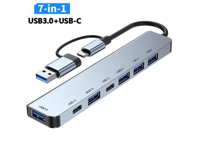 USB C Hub, 7 in 1 USB-C USB 3.0 Multiport Adapter with 1x USB 3.0, 4x USB 2.0 Ports, 1x USB C, 1x Type C Power Port, Type-C USB 3.0 Hub for Computers