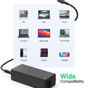 USB C Laptop Charger, 65W Chromebook Charger Compatible with HP Lenovo Dell Asus Acer Samsung Google Chromebook Fast Charger Type C