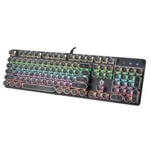 USB LED Backlit Retro Typewriter Mechanical Keyboard -Blue Switch - Round Keycaps -104 Keys Vintage Inspired Steampunk Gaming Keyboard Mechanical