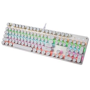 USB LED Backlit Retro Typewriter Mechanical Keyboard -Blue Switch - Round Keycaps -104 Keys Vintage Inspired Steampunk Gaming Keyboard–Mechanical