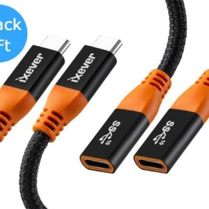 USB Type C Extension Cable Cord 3FT 2-Pack, USB-C 3.1 Gen2 10Gbps Female to USBC Male Extended Adapter,Thunderbolt 3 Compatible for Nintendo