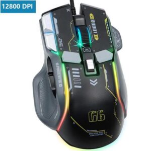 USB Wired Gaming Mouse, 12800 DPI Optical Gamer Mouse with 10 Programmable Buttons, Colorful RGB Lights, Computer Mouse for PC&Laptop, Ergonomic