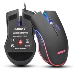 USB Wired Mouse Gaming Mice 3200DPI 7 Buttons Optical Gaming Mouse Ergonomic Mouse with 4-color Breathing Light Mouse (Color: Black)