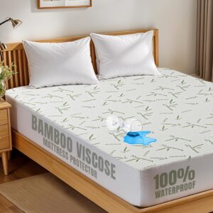 Utopia Bedding Waterproof Mattress Protector Queen Size, Viscose Made from Bamboo Mattress Cover 200 GSM, Fits 17 Inches Deep, Breathable, Fitted Style with Stretchable Pockets