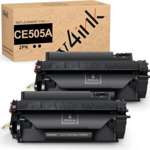 V4INK 2 Pack Compatible Replacement for HP 05A CE505A Toner Cartridge - Black for use in HP Laserjet P2035, P2035n, P2055dn, HP Laserjet Pro 400 M401