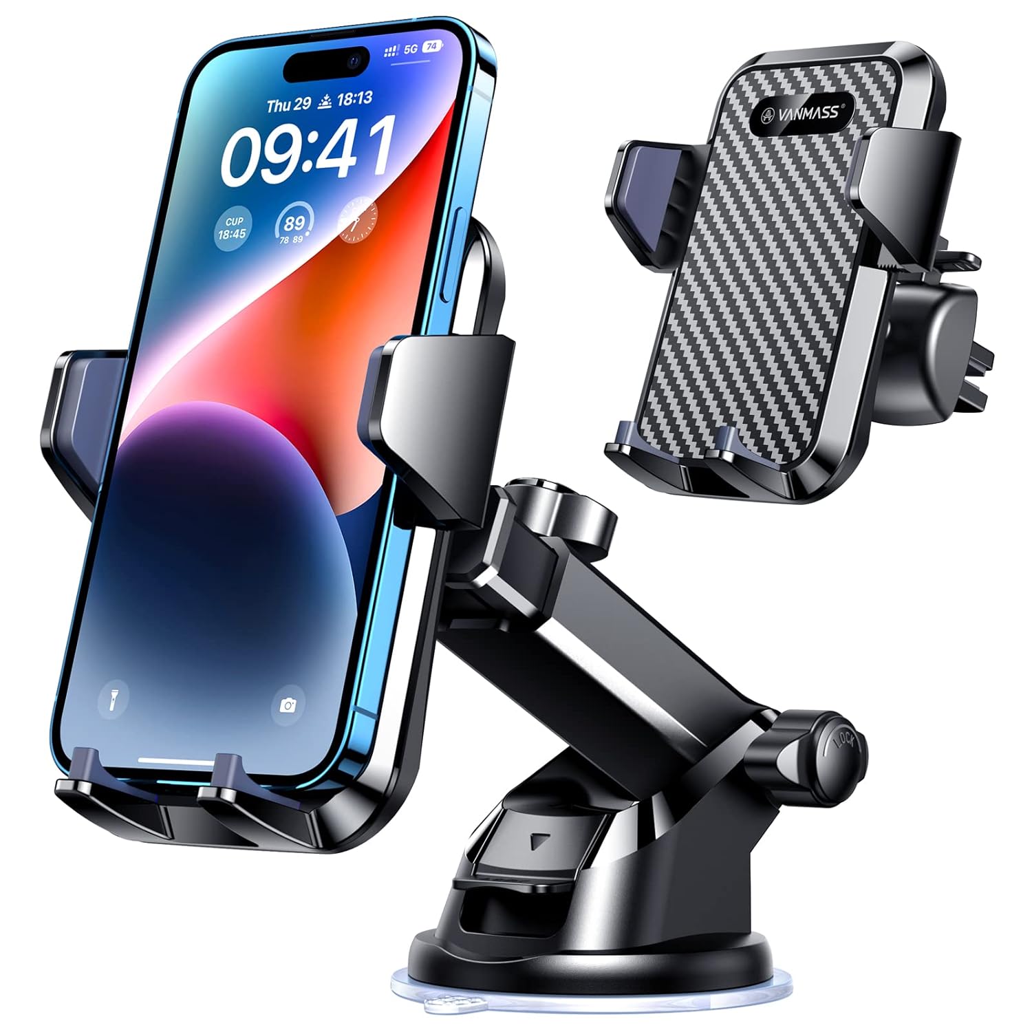 VANMASS [85+LBS Strongest Suction & Clip] 2025 Upgrade Car Phone Holder [Patent & Safety Certs] Cell Phone Mount Truck Stand for Dashboard Windshield Vent for iPhone 16 Pro Max...