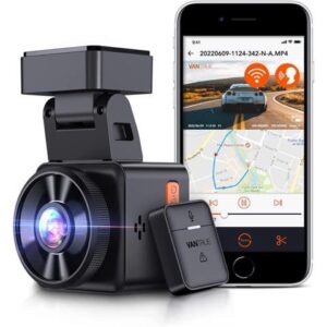 Vantrue E1-G WiFi Mini Dash Cam with Voice Control & GPS, Car Dash Camera with Remote Controller, Super Night Vision, 24 Hours Parking Mode, Buffered