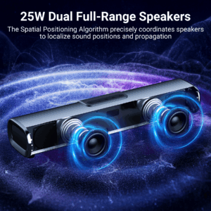 VEATOOL Soundbar for Smart TV, 50Watts-16 Inches Small Bluetooth Sound Bar with Built-in Subwoofer,3D Surround Sound System TV Sound Bar, OPT/HDMI/AUX/USB Connection, 3EQS, Wall...