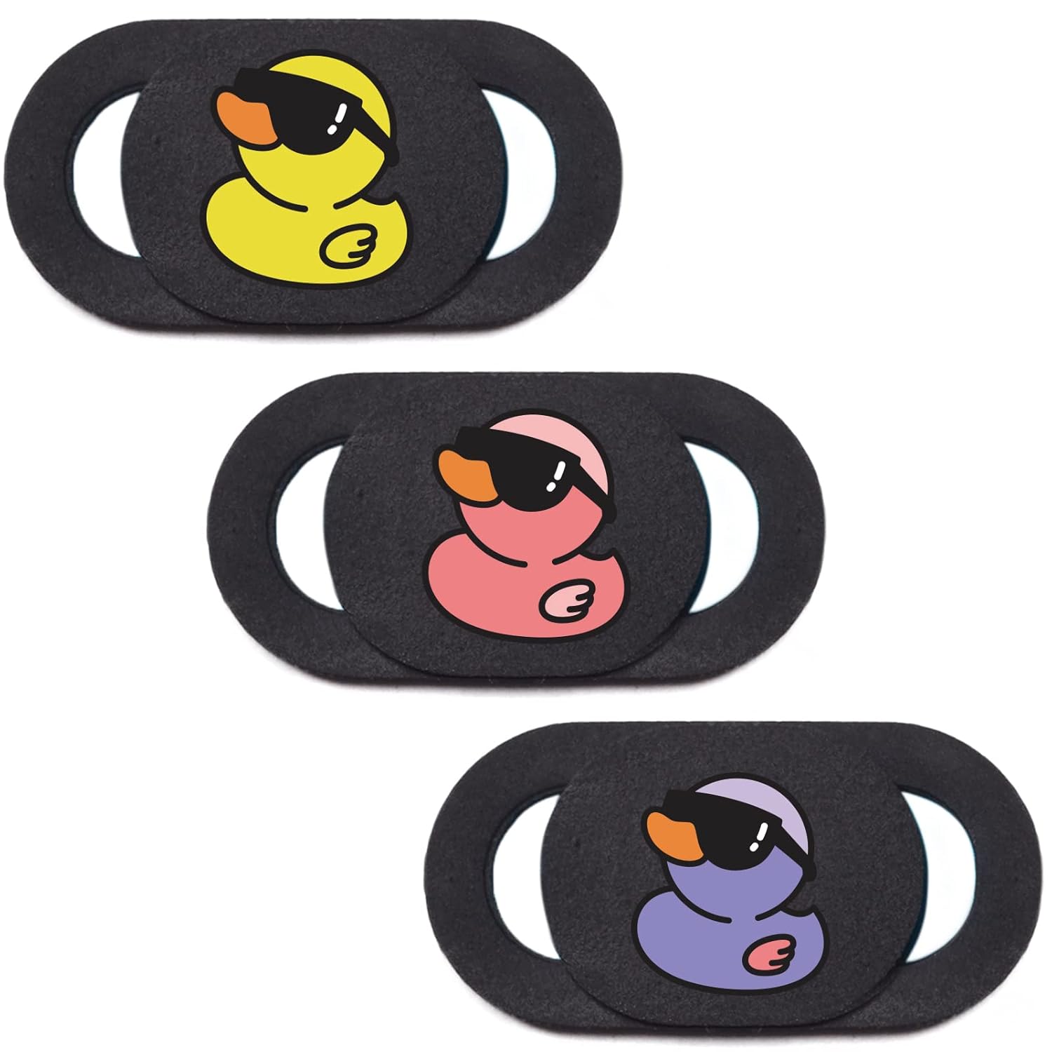 Veekyvicky Laptop Camera Cover Slide Webcam Cover for Privacy Fits for Mini PC, PC, Surface, Tablet, Desktop Computer, Smart phone - 3 Packs, Cool Duck