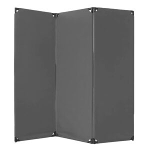Versare FP6 Folding Privacy Screen | 3 Panels | 360 Degree Rotating Hinges | Economical Partition for Offices, Schools, Home and More | 6' Wide x 6' Tall Pewter Fabric