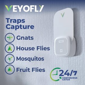 VEYOFLY Fly Trap Indoor, Fruit Fly Traps for Indoors Flying Insect (2 Device + 6 Refills) Gnat Traps for House Indoor, Bug Zapper Indoor, Gnat Killer Catcher & Fruit Fly Killer...