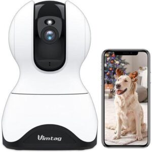 VIMTAG Pet Camera, 2.5K/4MP 360° Pan/Tilt Indoor 2.4G WiFi Camera with Phone APP/Speaker/2 Way Audio/Night Vision/Human/Motion/Sound Detection for