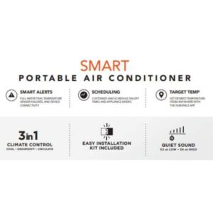 Vissani 10,000 BTU 115-Volt 3-in-1 Portable Air Conditioner for 450 sq. ft Rooms in white, Powered by Hubspace VAP10R1AWTS