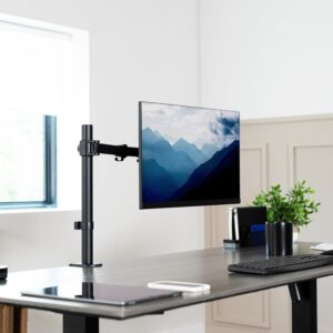 VIVO Single 13 to 38 inch Ultrawide Monitor Arm Desk Mount, Regular Screens up to 32 inches, 22 lbs capacity, Fully Adjustable Stand with C-Clamp and Grommet Base, Black,...