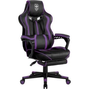 Vonesse Purple Gaming Chair with Footrest Reclining Computer Gaming Chair High Back Gamer Chair with Massage Ergonomic PC PU Leather Racing Gaming