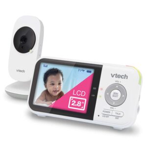 VTech VM819 Baby Monitor with Camera and Audio, 2.8” Screen Portable Baby Camera, Night Vision, 2-Way Audio, Temperature Sensor and Lullabies, Secure Transmission No WiFi, Ideal...