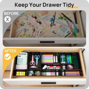 Vtopmart 25 PCS Office Desk Drawer Organizers Set, 4-Size Versatile Plastic Drawer Organizer Trays, Storage Bins for Desk Accessories Office Organizers and Storage, Bathroom,...