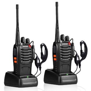 Walkie Talkies Rechargeable Long Range Two-Way Radios with Earpieces,2-Way Radios UHF Handheld Transceiver Walky Talky with Flashlight Li-ion Battery and Charger（2 Pack）