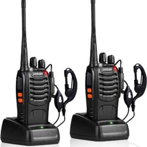 Walkie Talkies Rechargeable Long Range Two-Way Radios with Earpieces,2-Way Radios UHF Handheld Transceiver Walky Talky with Flashlight Li-ion Battery and Charger（2 Pack）