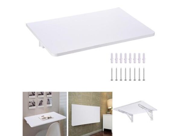 Wall Mounted Floating Folding Computer Desk 23 5/8" x 15 3/4" 66lbs Weight Capacity PC Table White Wall Mounted Floating Folding Computer Desk 23 5/8" x 15 3/4" 66lbs Weight Capacity PC Table White